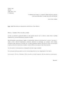 Lettre de plainte pour voiture vandalisée pendant nuit dans parking souterrain copropriété