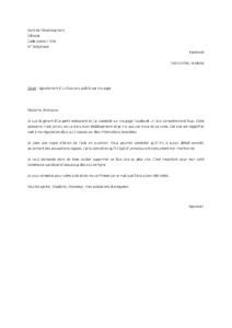 Lettre plainte pour faux avis Facebook concernant restaurant