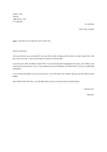 Lettre pour résilier My Little Box terme période d’engagement