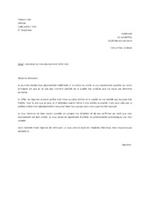 Lettre pour résilier abonnement HelloFresh pour insatisfaction concernant qualité produits