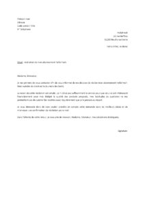 Lettre pour résilier abonnement HelloFresh raison utilisation insuffisante service