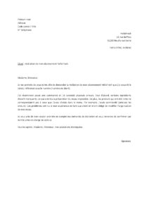 Lettre pour résilier abonnement HelloFresh suite commandes non conformes