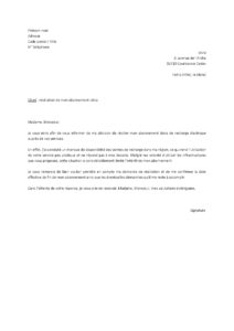 Lettre résilier abonnement recharge électrique Izivia manque disponibilité bornes