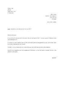 Lettre résiliation abonnement IONITY mensuel écheance sans motif