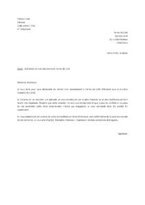 Lettre résiliation abonnement Terres de Café sans engagement pour difficultés financières
