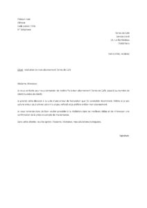 Lettre résiliation abonnement Terres de Café suite erreur facturation