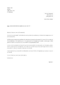 Lettre demande formation CPF pour faire bilan compétences