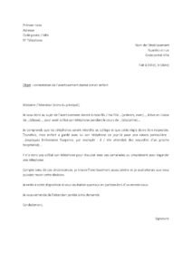 Lettre pour contester avertissement collège pour usage téléphone classe cas urgence
