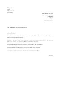 Lettre résiliation abonnement Dog Chef raison tarifs devenus trop élevés