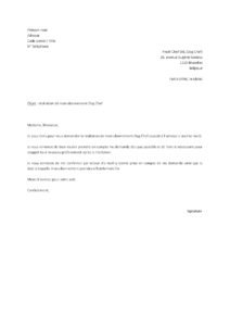 Lettre résiliation abonnement Dog Chef sans motif particulier