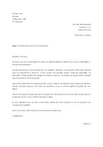 Lettre réclamation pour chambre hôtel sans climatisation prévue