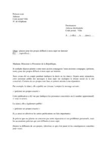 Modèle de lettre de plainte pour diffamation en ligne par un ex-petit ami ou un ex-conjoint