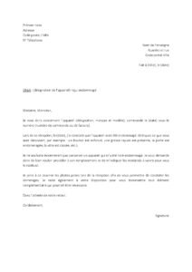 Modèle de lettre de réclamation pour un électroménager livré endommagé