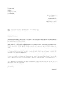 Lettre de rétractation d’une formation en ligne